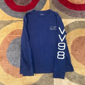 Vineyard Vines Boys American Flag Whale Logo Navy Blue Tee Shirt Kids Medium